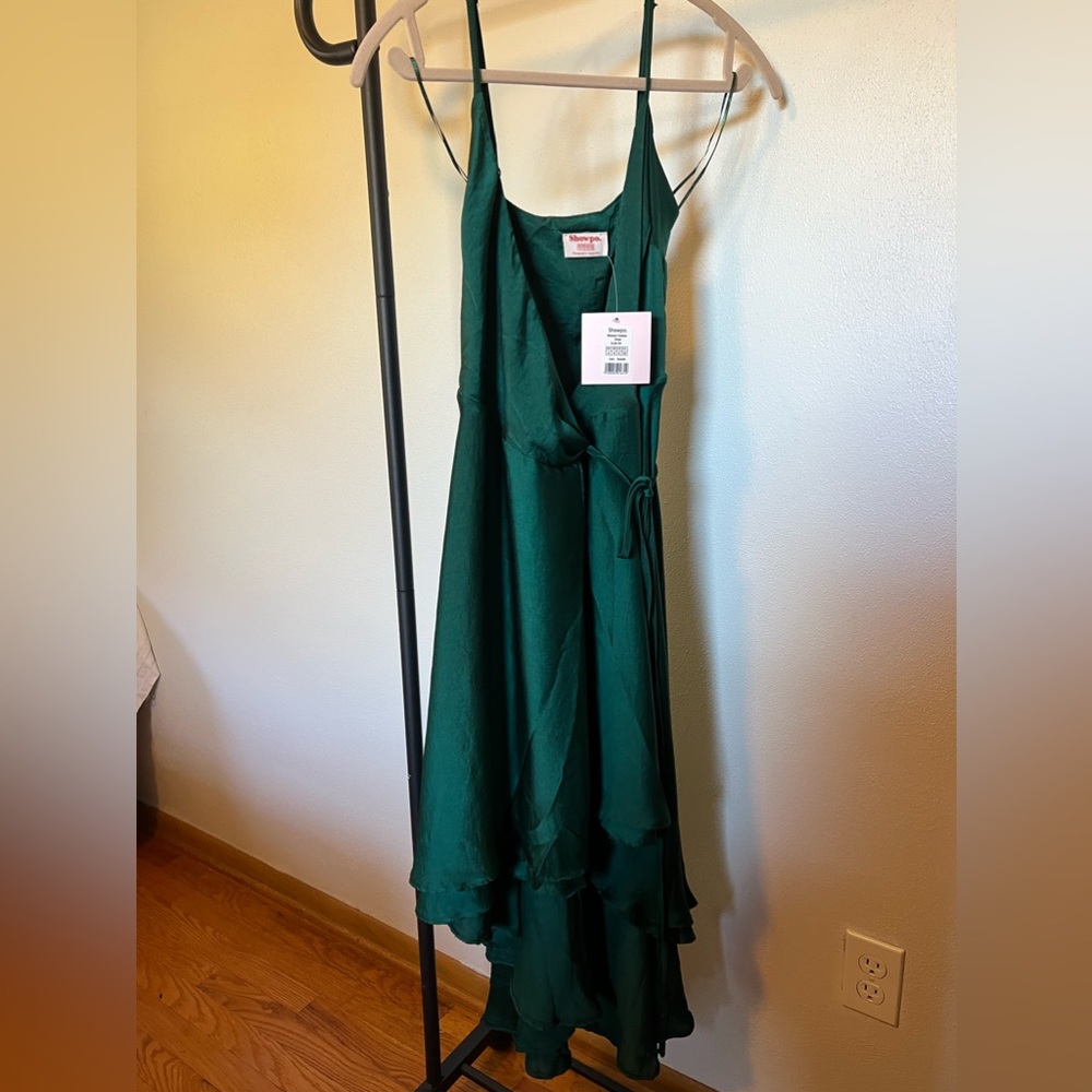Showpo Emerald Satin Dress NWT